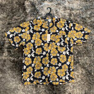 YAGO AUTHENTIC PRODUCTS Yellow-Black Hawaiian/Aloha Print XL Short Sleeve -NWT-